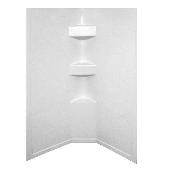 Lippert 34IN X 34IN NEO ANGLE SHOWER SURROUND; TILE FINISH; 68IN TALL - PARCHMENT 306201